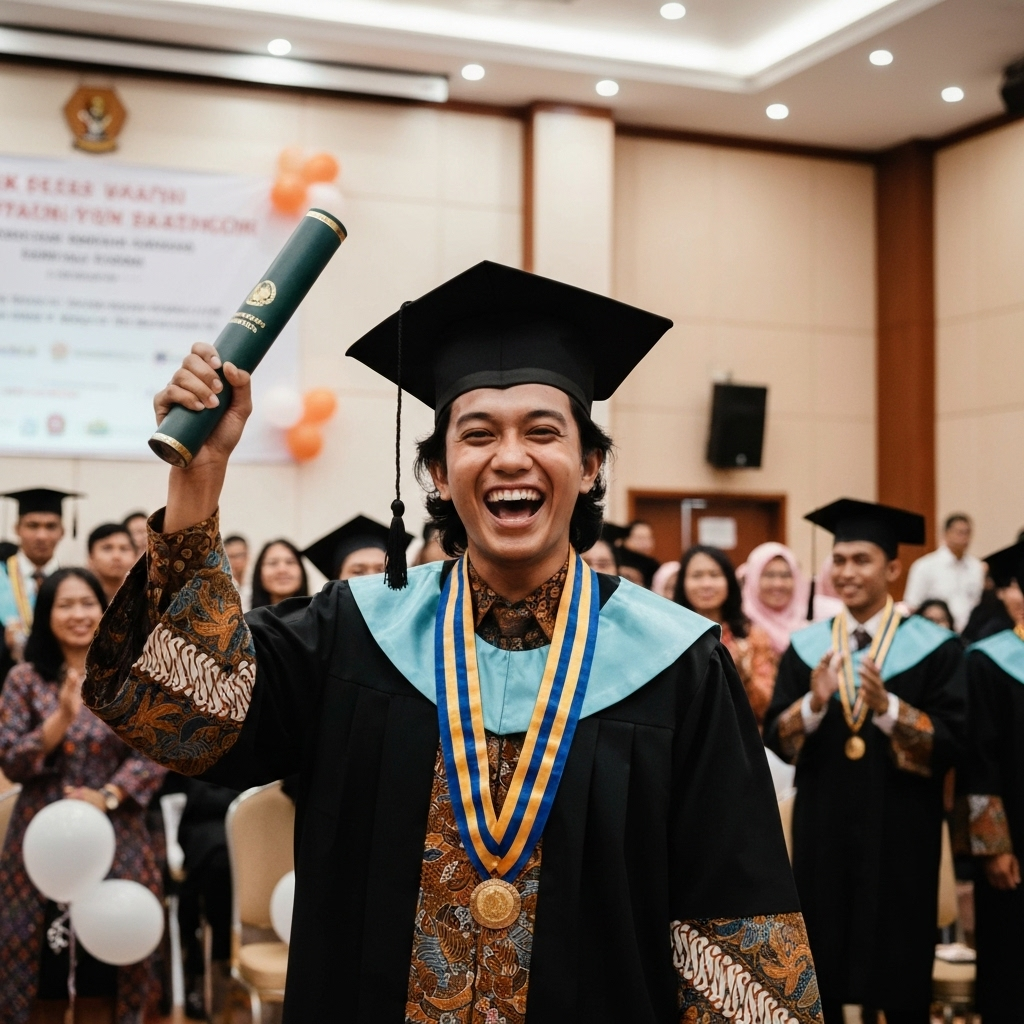 Mahasiswa Indonesia merayakan kelulusan